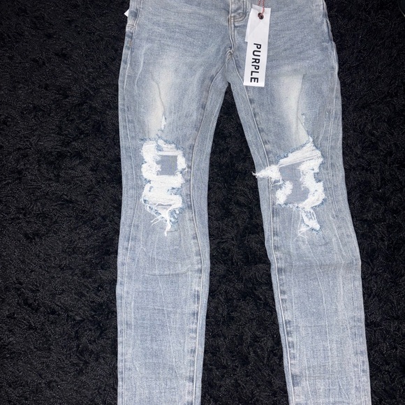 Purple Men's Light Blue Ripped Skinny Jeans